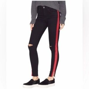 BlankNYC Skinny Black Jeans with Red Zippers on the side.